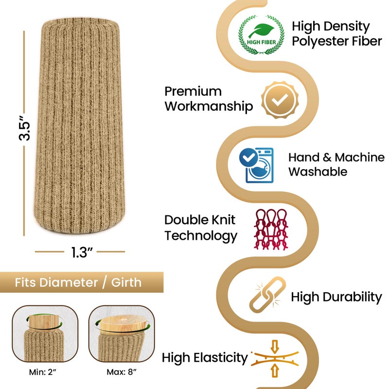 IAMZAY 48 Pcs Khaki Premium Chair Leg Socks Protectors for Hardwood Floors - Do not Easily Fall Off - Very Easy to Put on - Fits All Leg Shapes - High Elastic Bar Stool Leg Covers - Furniture Pads - Image 3
